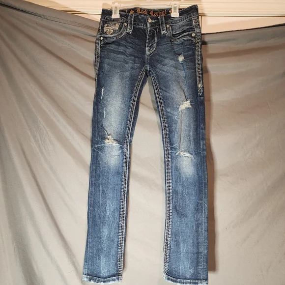 Rock Revival Women's Boot Cut Jeans with Embellished Pockets Size 25 - Picture 4 of 9